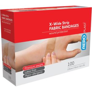 AEROPLAST PREMIUM FABRIC BANDAGES X-Wide Strip Box 100