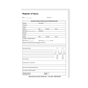 Register of Injuries Pad