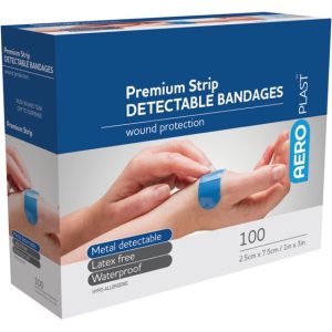 AEROPLAST Premium Detectable X-Wide Strip 7.5 x 2.5cm Box/100